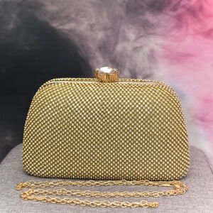 Dámska zlatá spoločenská kabelka LUCY