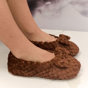 Dámske flyšové hnedé ponožky Cozy Bow