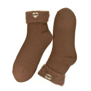 Teplé dámske spandex hnedé termo ponožky CozyHeart