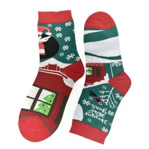 Vianočné bavlnené červeno-zelené ponožky Festive-Fun 35-41