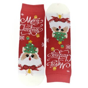 Vianočné bavlnené červené ponožky Merry-Corgi 35-41