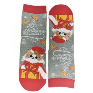 Vianočné bavlnené sivé ponožky Merry-Corgi 35-41