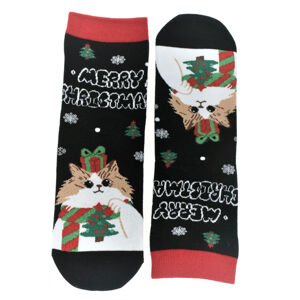 Vianočné bavlnené čierne ponožky Merry-Corgi 35-41