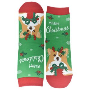 Vianočné bavlnené zelené ponožky Merry-Corgi 35-41