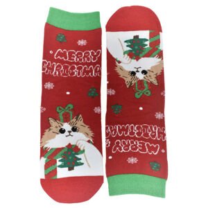 Vianočné bavlnené červené ponožky Merry-Corgi 35-41