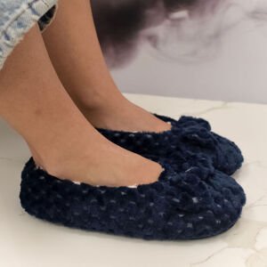 Dámske plyšové tmavomodré ponožky Cozy Bow