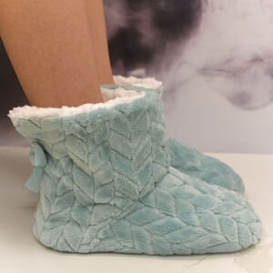 Modré plyšové papuče s mašličkou Cozy Blue