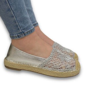 Dámske strieborné espadrilky LINDA