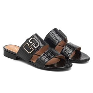 Dámske čierne kožené šľapky ELEGANTA 39-44