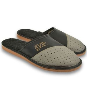 Pánske čierno-sivé papuče VIP MEN