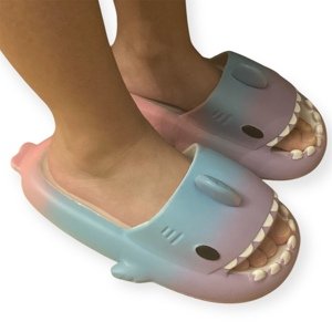 Detské ružovo-modré šľapky SHARK
