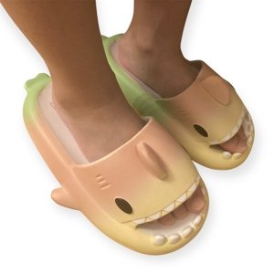 Detské ružovo-žlté šľapky SHARK