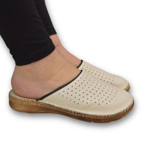Dámske béžové kožené šľapky COMFORT BELLEVUE 2